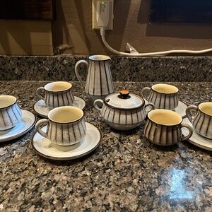 Vintage Denby Bourne Studio Pattern Stoneware 14 Piece Set - England RARE
